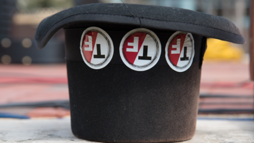 upsidedown top hat with True/False stickers